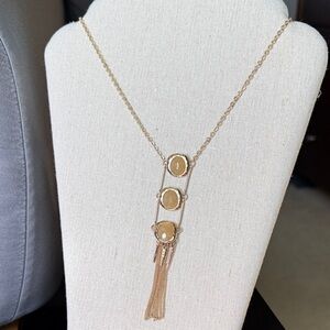 Gold-Tone Three-Disc Tassel Necklace - Women Jewelry